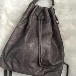 Grey Leather Backpack